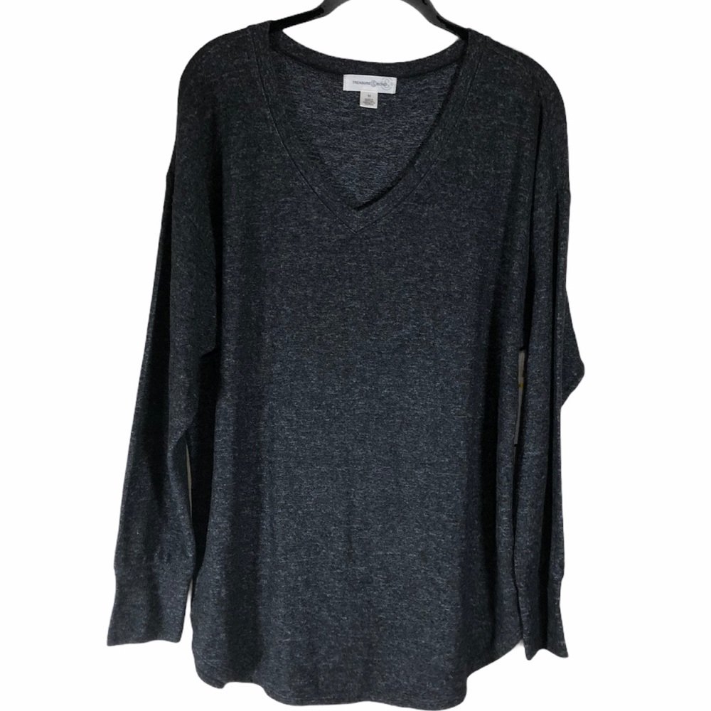 NWT Treasure & Bond Medium Top Shirt Sweater Pullover Gray Marled Lightweight
